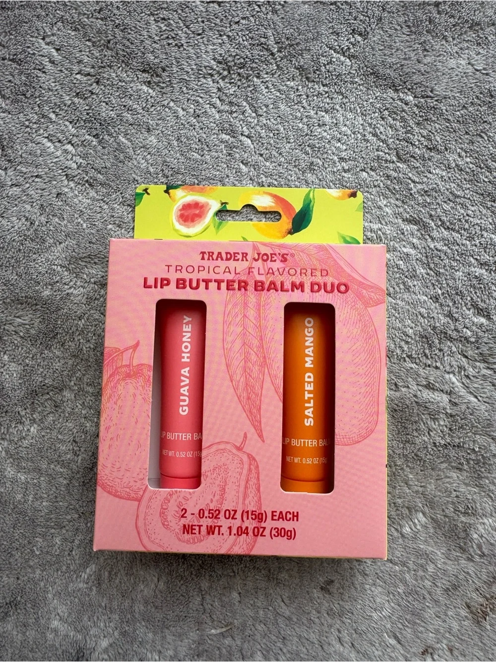 Trader Joe's Lip Butter Balm Duo — Guava Honey (Pink) & Salted Mango (Orange)